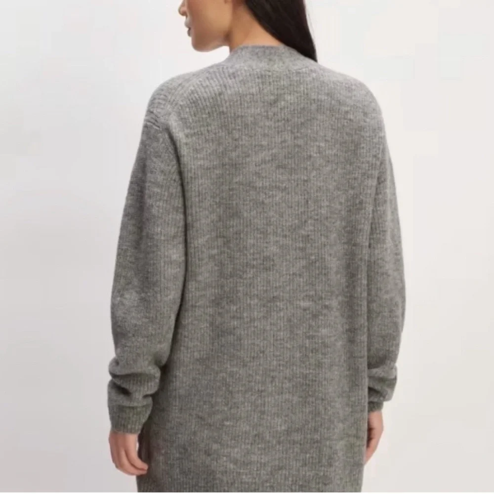 Everlane The Oversized Alpaca Pocket Cardigan Sweater Heathered Stone Grey